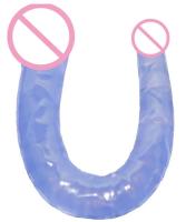 Двусторонний фаллоимитатор. 19-32mm*280mm. MassX. Голубой