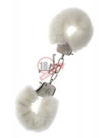 Металлические наручники с белой меховой опушкой METAL HANDCUFF WITH PLUSH WHITE
