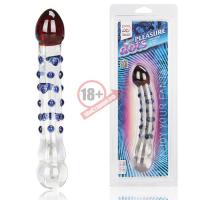 Двусторонний фаллос из стекла Pleasure Dots - 20 см.