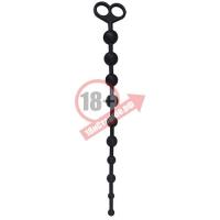 Чёрная анальная цепочка с 10 звеньями ANAL JUGGLING BALL SILICONE - 33,6 см.