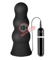 Чёрная анальная втулка большого размера с вибрацией MENZSTUFF VIBRATING BUTTCRASHER PAWN - 20 см.