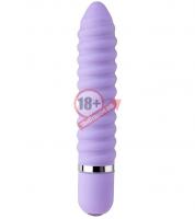 Фиолетовый ребристый мини-вибратор NEON WICKED WAND PURPLE - 11,4 см.