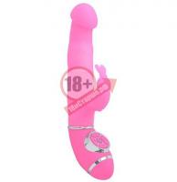 Розовый вибромассажёр типа rabbit из силикона PURRFECT SILICONE 7INCH - 18 см.