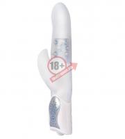 Белый вибратор с клиторальным отростком LAYLA FLORETTE - 25 см.
