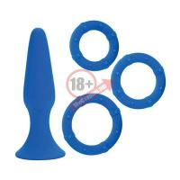 Синий набор Posh Silicone Performance Kits: анальная пробка и 3 эрекционных кольца