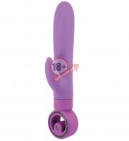 Фиолетовый вибратор с клиторальным отростком ROLLA VIBRATING AXLE - 23 см.