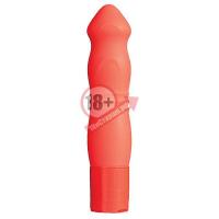 Оранжевый силиконовый вибромассажёр NEON BLISS VIBRATOR - 9 см.