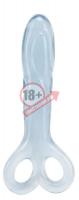 Голубой анальный массажер SOFT FLEX 2 FINGER HANDLE PROBE - 12 см.