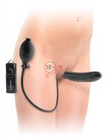 Фаллоимитатор с ручным насосом Inflatable Vibrating Strapless Strap-On - 16,5 см.
