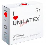 Ультратонкие презервативы Unilatex Ultra Thin - 3 шт.