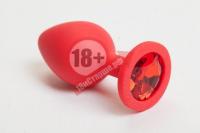 Красная силиконовая пробка с красным кристаллом - 9,5 см.