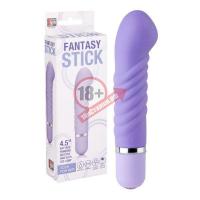 Фиолетовый мини-вибратор с увеличенной головкой и рёбрами NEON FANTASY STICK PURPLE - 11 см.