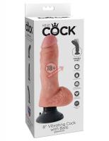 Вибромассажер со съёмной присоской 8" Vibrating Cock with Balls - 20,3 см.