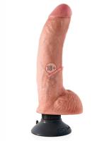 Телесный виброфаллос со съемной присоской 9" Vibrating Cock with Balls - 22,9 см.
