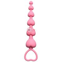 Розовая анальная цепочка Heart's Beads Pink - 18 см.