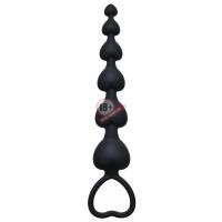 Чёрная анальная цепочка Heart's Beads Black - 18 см.