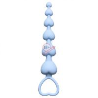 Голубая анальная цепочка Heart's Beads Blue - 18 см.