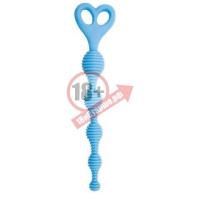 Голубая анальная цепочка с рёбрышками Climax Anal Silicone Stripes - 20,3 см.