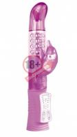 Фиолетовый перезаряжаемый вибратор Rechargeable Dolphin с дельфинчиком - 22 см.