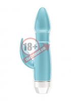 Бирюзовый вибратор Loraine со стимулятором клитора - 16,2 см.