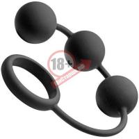 Анальные шарики Tom of Finland Silicone Cock Ring with 3 Weighted Balls