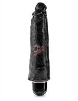Чёрный вибратор-реалистик 8" Vibrating Stiffy - 24,8 см.