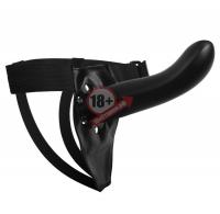 Чёрный полый страпон Vixen G-Spot Hollow Strap On Harness - 17,8 см.