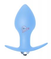 Голубая анальная пробка с вибрацией Bulb Anal Plug - 10 см.