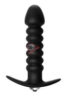 Чёрная анальная пробка с вибрацией Twisted Anal Plug - 13 см.