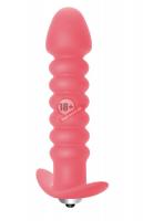 Розовая анальная пробка с вибрацией Twisted Anal Plug - 13 см.
