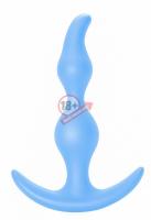 Голубая анальная пробка Bent Anal Plug Black - 13 см.