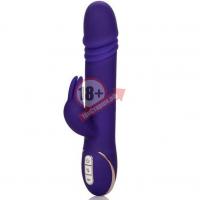 Фиолетовый вибратор с поступательным движением Jack Rabbit Signature Silicone Thrusting Rabbit - 20 см.