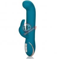 Бирюзовый вибратор с изогнутой головкой Jack Rabbit Signature Silicone Rocking "G" Rabbit - 20 см.