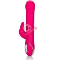 Ярко-розовый вибратор Jack Rabbit Signature Silicone Beaded Rabbit - 23 см.