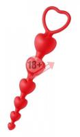 Красные анальные бусы Sweet Heart Silicone Anal Beads - 18,4 см.