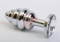 Серебристая фигурная пробка с прозрачным стразом - 8 см.