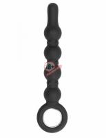 Чёрный анальный стимулятор No.59 Dildo With Metal Ring - 22,5 см.