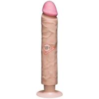 Телесный вибратор-реалистик The Realistic Cock ULTRASKYN Without Balls Vibrating 10” - 29,2 см.