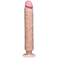 Телесный вибратор The Realistic Cock ULTRASKYN Without Balls Vibrating 12” - 33,5 см.