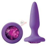 Фиолетовая анальная пробка с фиолетовым кристаллом Glams Mini Pink Gem - 8,4 см.