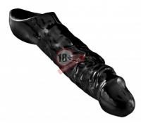 Чёрная увеличивающая насадка на член Mamba Cock Sheath Packaged - 16,5 см.