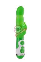 Зеленый вибратор с клиторальным стимулятором INSTYLE DUO VIBRATOR 5.5INCH - 14 см.