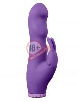 Фиолетовый вибратор с клиторальным стимулятором PURRFECT SILICONE DELUXE RABBIT 100FNCT - 20 см.