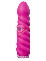 Ярко-розовый вибратор со спиралевидным рельефом PURRFECT SILICONE DELUXE 100 FUNCTION - 18 см.