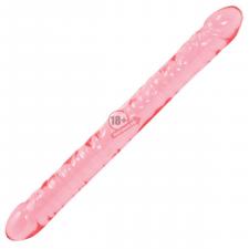 Розовый двухголовый фаллоимитатор Crystal Jellies - 45,7 см.