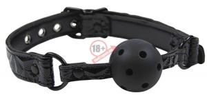 Чёрный кляп-шар на виниловых ремешках Sinful Ball Gag