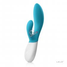 Вибромассажер с клиторальным стимулятором INA Wave Blue - 19,5 см.