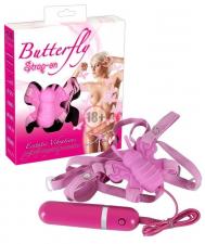 Розовая вибробабочка на регулируемых ремешках BUTTERFLY