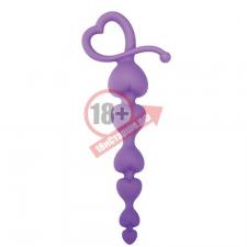 Фиолетовая анальная цепочка с звеньями-сердечками HEARTY ANAL WAND SILICONE - 18 см.