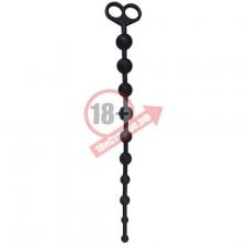 Чёрная анальная цепочка с 10 звеньями ANAL JUGGLING BALL SILICONE - 33,6 см.